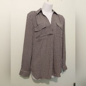 NEW Ann Taylor checkered black white blouse